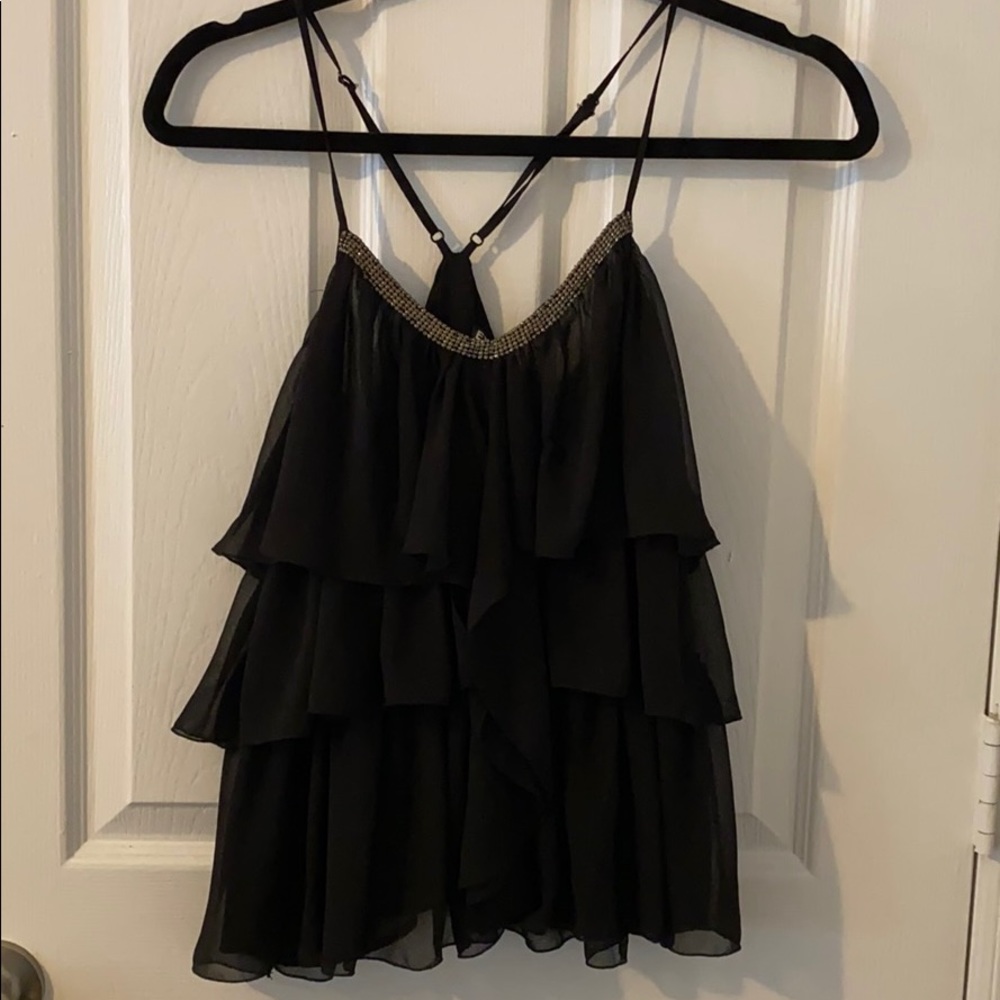 Ruffled top with metal accents by Express size XS